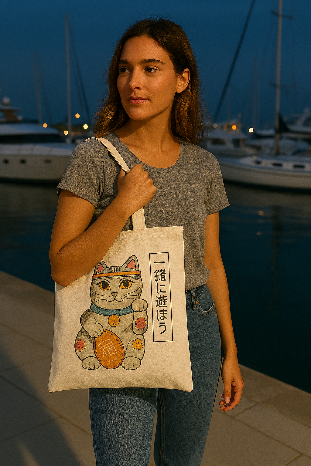 Bolso Campestre Gato de la Suerte - Diseño Japonés | WIDE STORE PRINT